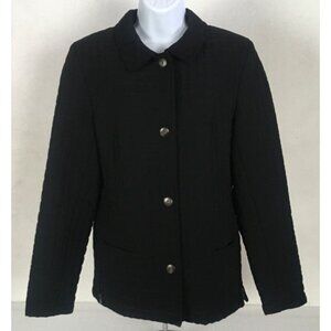 Gallery Jacket Women Size M Black Quilted Snap Front Side Front Pockets Side Zip